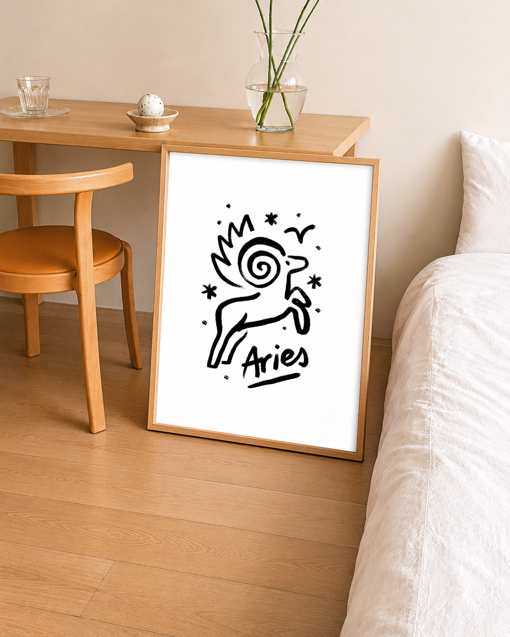 Aries - Cuadro Signo del Zodíaco - Blanco y Negro